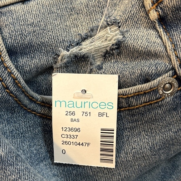 Maurices Denim Distressed Faded Button Fly Women’s 0 Stretch Jean Mini Skirt - Picture 8 of 10